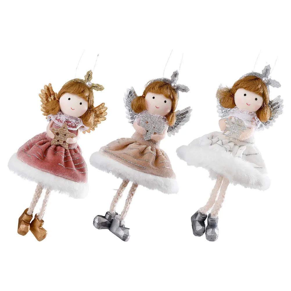 

3Pcs Christmas Tree Hanging Angel Decoration Fabric Xmas Hanging Pendant Holiday Home Wall Window Decor Angel Ornaments