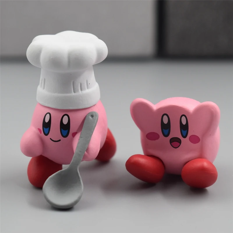 6 قطعة مجموعة Kawaii كيربي Gameboy Gashapon لعبة الشكل الشيف مع ملعقة ستار وادل دي دو المفاتيح نموذج جمع اللعب