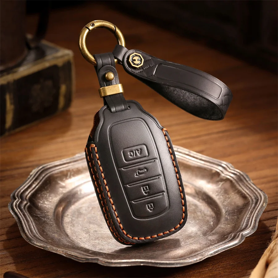 Funda de cuero para llave de coche, funda para Toyota CHR Hilux Fortuner Land Cruiser 200 Camry Corolla Crown RAV4 Highland