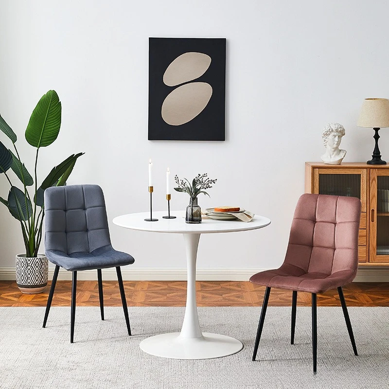 

2pcs Modern Velvet Dining Chairs for Home and Cafe Economical with Human Body Engineering Metal Material كراسي Стулья Для Дачи