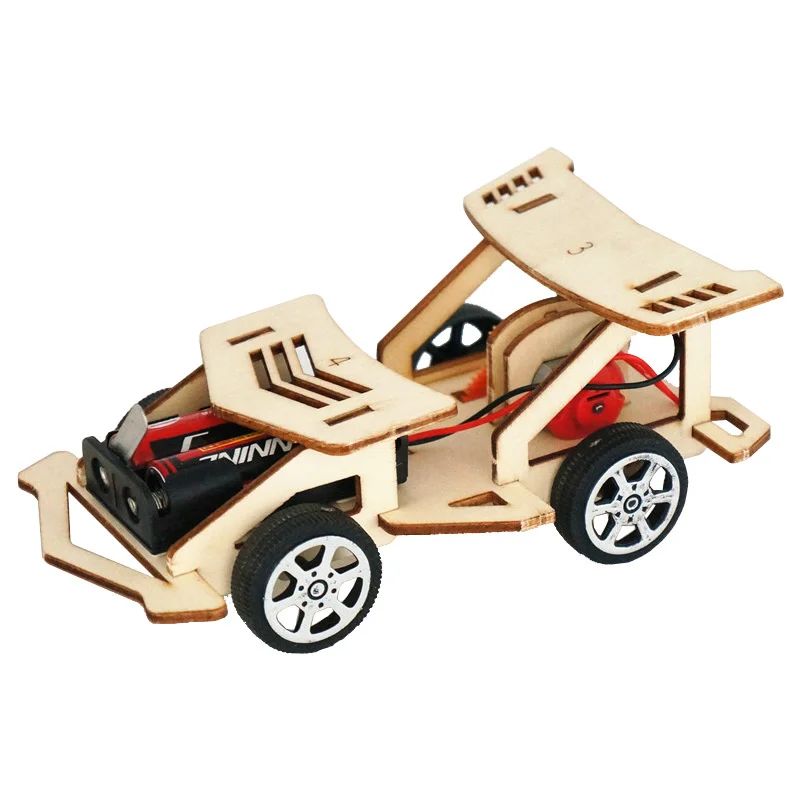 

DIY Electric Wood Racing Car Assembled Puzzles Scientific Experiment Educational Building Model Learning Toy For Children Kids