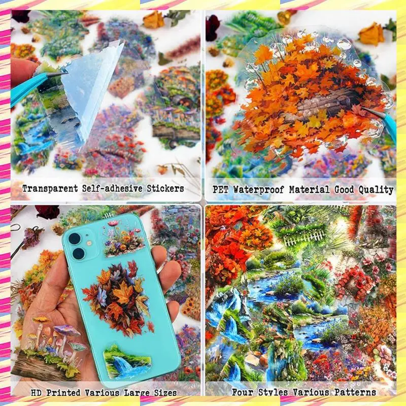 

Набор ABJJ из 240 наклеек для скрапбукинга в стиле природы для мусорных журналов, прозрачный дизайн