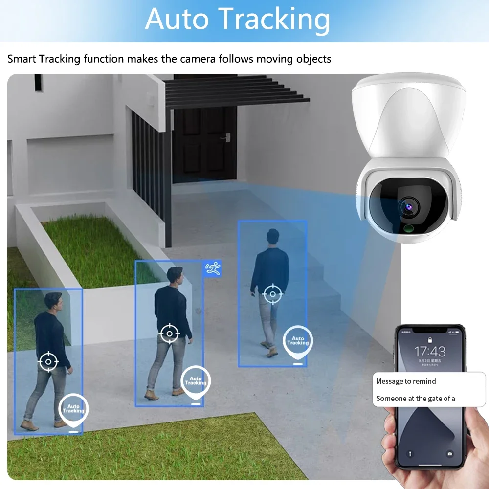 Cámara de seguridad interior WIFI de 5MP para mascotas con cámaras inteligentes TUYA para cámara de seguridad para el hogar para Monitor de bebé/pista automática con inclinación panorámica para personas mayores