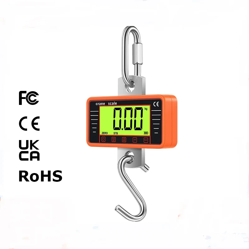 Electronic Hanging Scale 500kg/ 1100lbs Portable Digital Heavy Duty Crane Scales LCD Backlight Industrial Hook Weight Tools