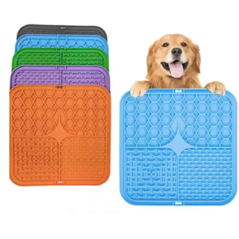 Dog Licking Mat with Suction Cups for Dogs Cats Slow Feeder Bowl Anxiety Relief Boredom Reducer Bathing Grooming Pet Treat Pad