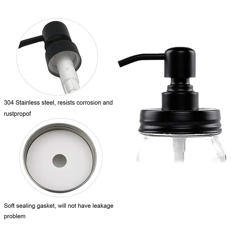 

AT44-крышки дозатора мыла, устойчивый к ржавчине насос и замена крышки для банок Мейсона или других дозаторов мыла для лосьона «сделай сам», 6 шт.