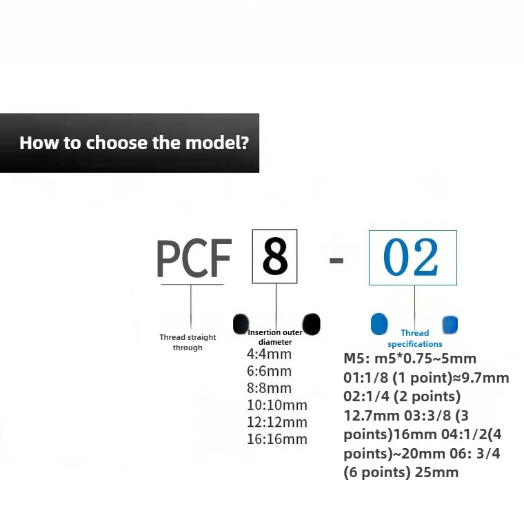 Encaixe de conexão rápida preto pcf, rosca fêmea m5 1/8 "a 1/2", acoplador de mangueira de ar para ferramentas pneumáticas e máquinas industriais