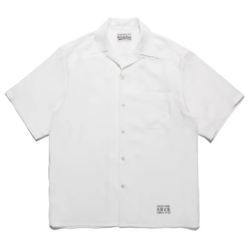 Full Solid Colour Patch Heavenly Tokyo WACKO MARI Shirt Summer Simple High-end Men's Women's Short Sleeve Shirt Tops