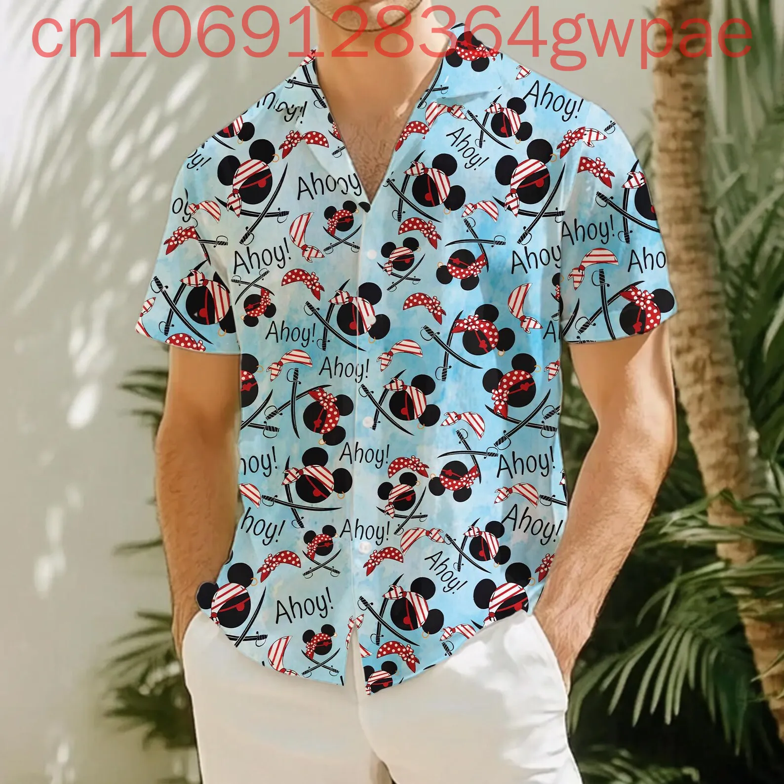 Disney Mickey Cruise Pirate Stampa 3D Camicie hawaiane Camicie da spiaggia a maniche corte casual estive da donna da uomo Camicie con bottoni alla moda