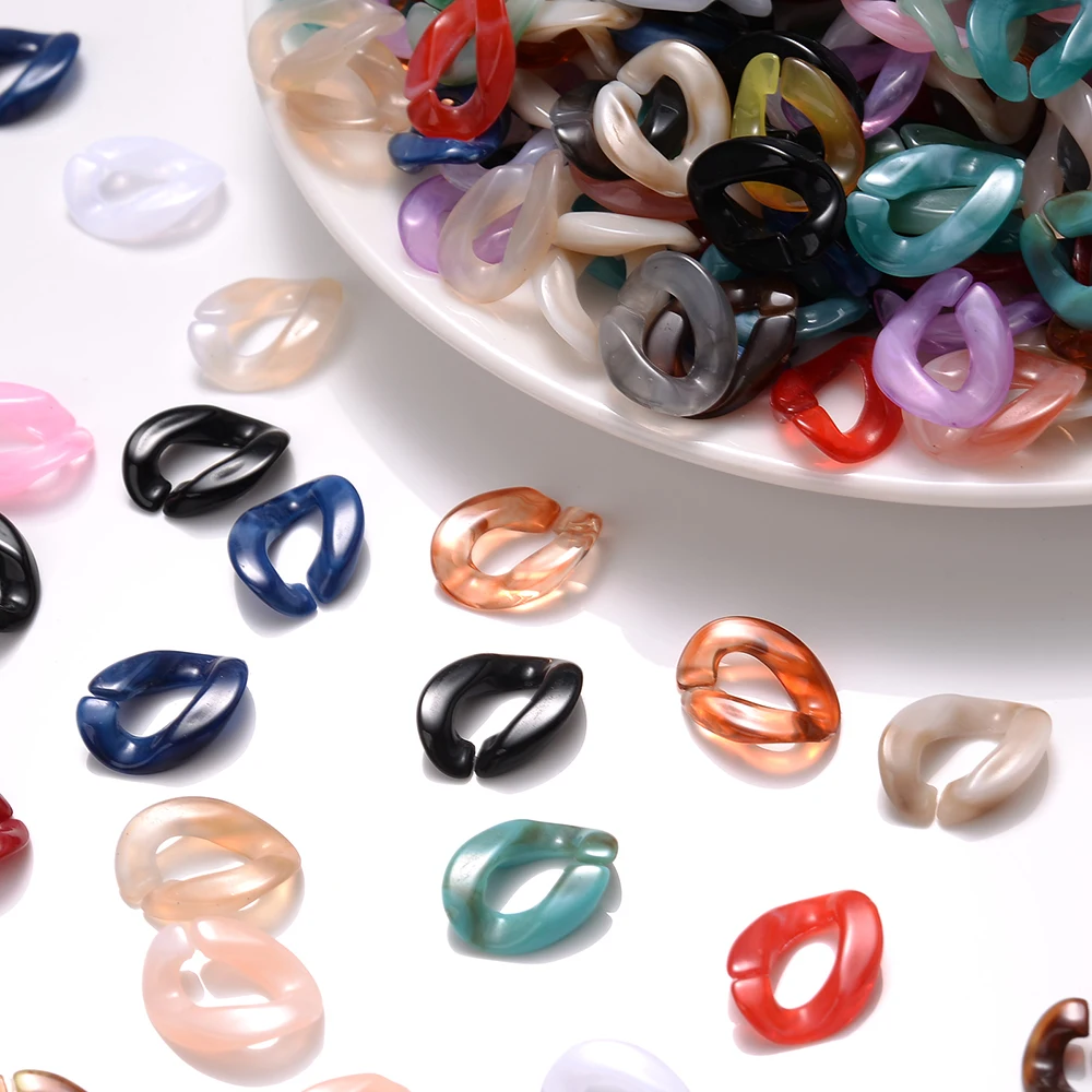 100 Stück 14x10mm Acryl-Mischfarben-Drehketten-Perlen, Kettenzubehör für die Schmuckherstellung, DIY-Armbänder, Halsketten – Detail 3