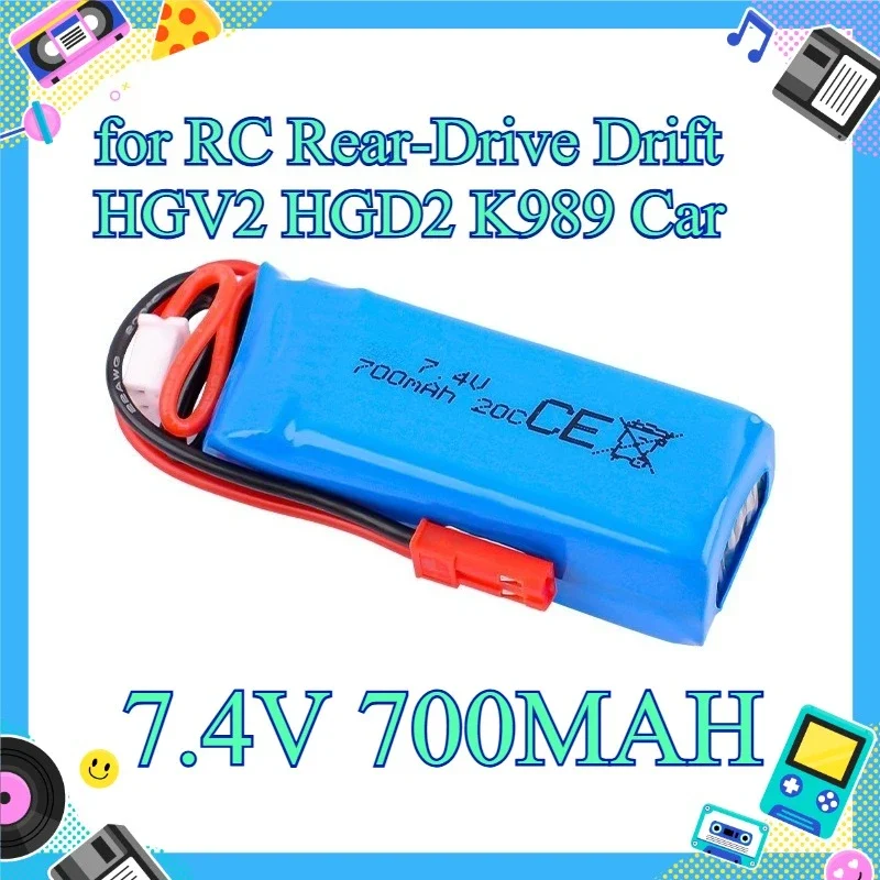 [New] 7.4V 700mAh 2S Lipo Lithium Battery for RC Rear-Drive Drift HGV2 HGD2 K989 1/28 Mini RC Mosquito Car