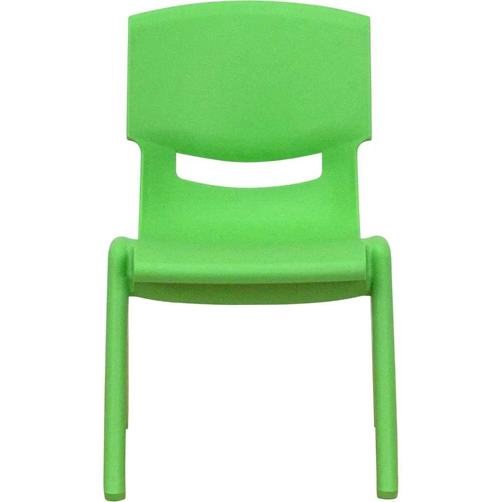 كرسي مدرسي EMMA + OLIVER مكون من قطعتين من البلاستيك الأخضر قابل للتكديس مع مقعد 10.5 بوصة ارتفاعًا، كرسي ما قبل المدرسة