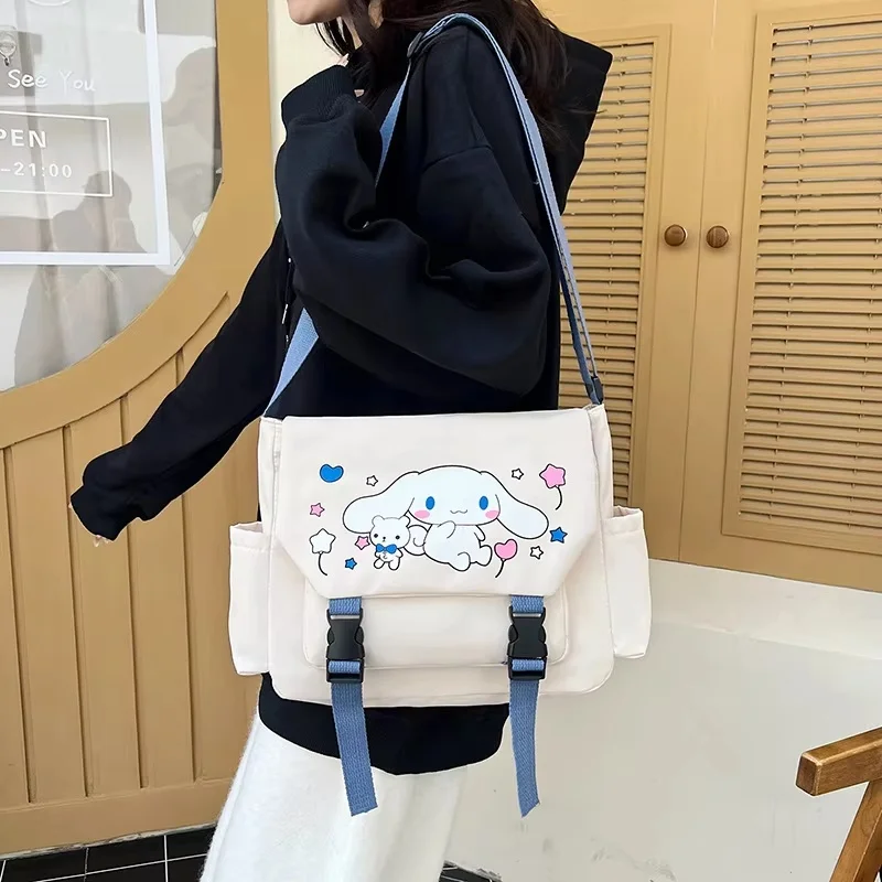 Sanrio Cinnamoroll Cute Printed Crossbody Workwear Bag 2024 New Cartoon Shoulder Bag Large Capacity Classroom Commuter Bag