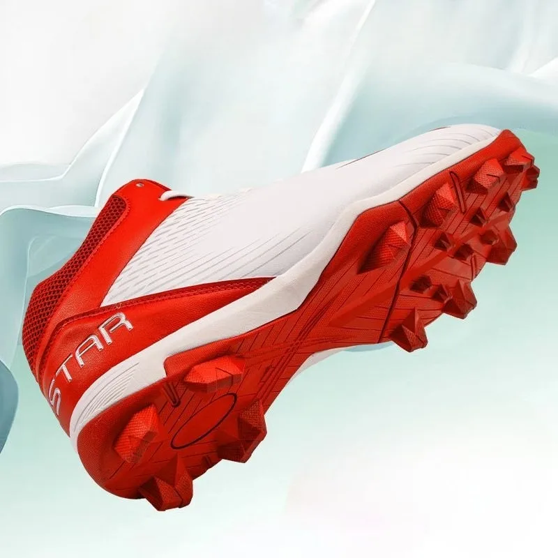 

Cool Men Baseball Shoes Mid-Top Baseball Shoe Man Outdoor Lawn Rugby Shoes Non-Slip Walking Shoe Mens