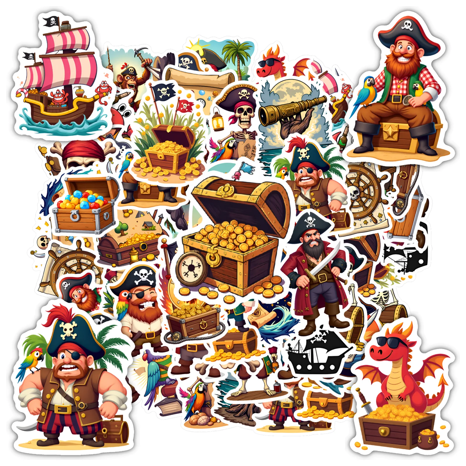 35-шт-50-шт-наклейки-с-мультяшными-сокровищами-морской-скелет-наклейки-с-животными-канцелярские-наклейки-для-ноутбука-мотоцикла-багажа-телефона