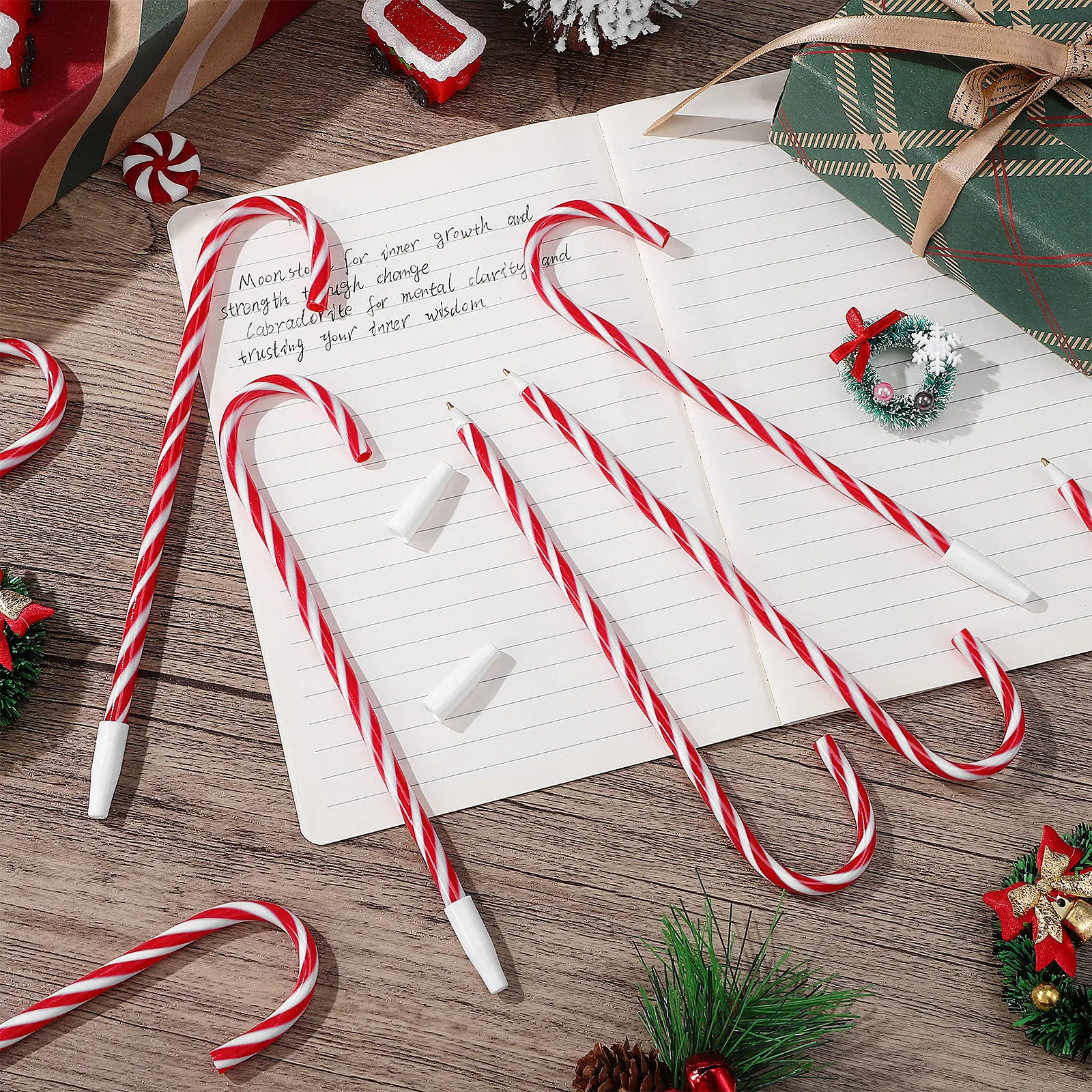 

12Pcs Christmas Ballpoint Pens Black Ink Smooth Writing Fashion Polymer Clay Design Holiday Party Favors School Office Home Use