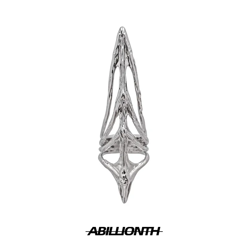 Punk Metall Nagel Abdeckung Knochen Ring Gothic Rock Maschinen Maniküre Fingertip Ring Multilayer Finger Ringe Cosplay Schmuck Set Geschenk
