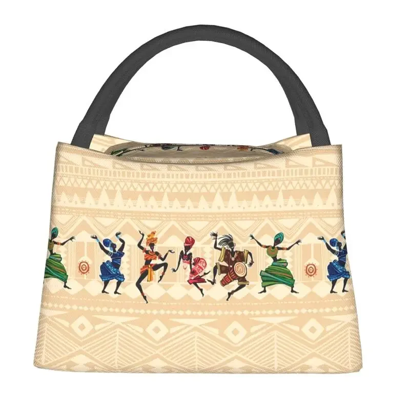 Africa Tribal Art Pattern Insulated Lunch Bags for Camping Travel African Ethnic Culture Cooler Thermal Bento Box Women