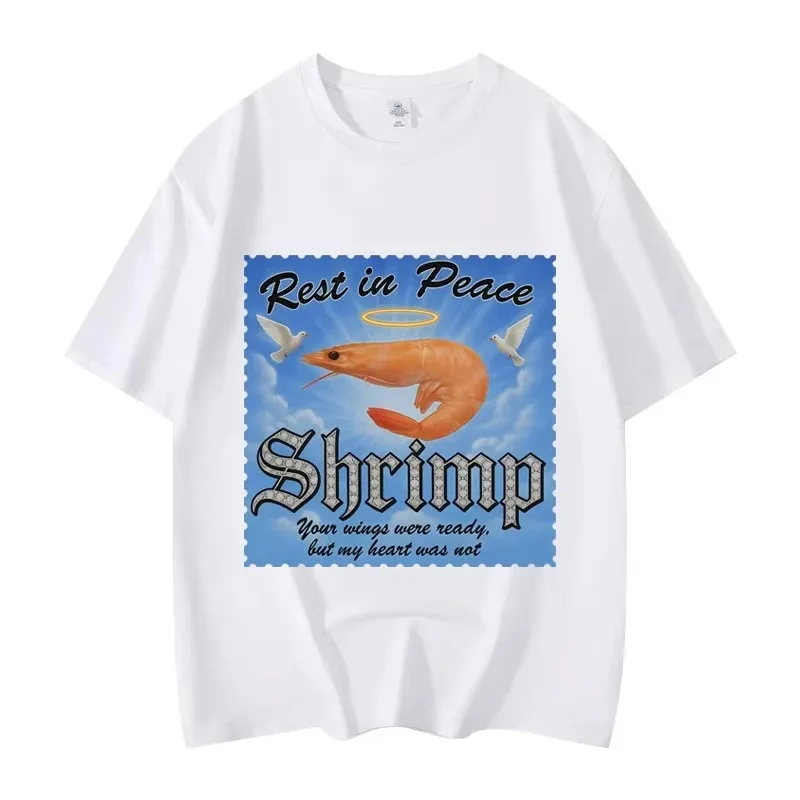 

Rest in Peace Shrimp Funny Meme Tshirt Men Women Clothing T-shirt Fashion Casual Short Sleeve T Shirts Streetwear Tops