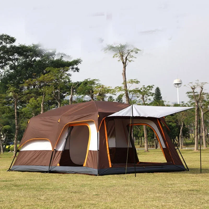 

Medium Size 5-8Persons 1Sleeping Room 1Hall Tent Double Layers Outdoor Camping Tourist Family Rainproof Sunscreen Luxury Pergola