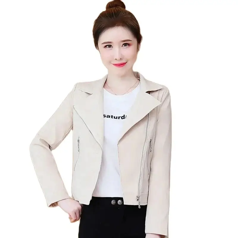 

Spring Autumn Short Casual Jacket Women 2024 New Loose Suit Collar Pure Colour Top Coat Fashion Zipper Blazer Outerwear Female