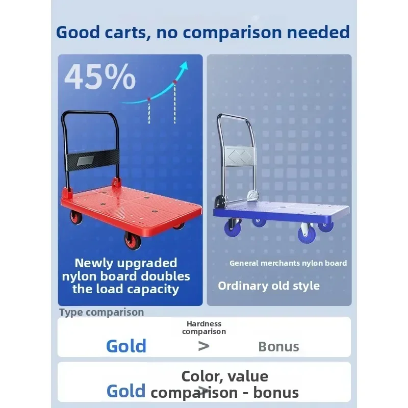 Minimalist YIGE flatbed truck, truck, light sound trolley, plastic folding trolley, trailer trolley