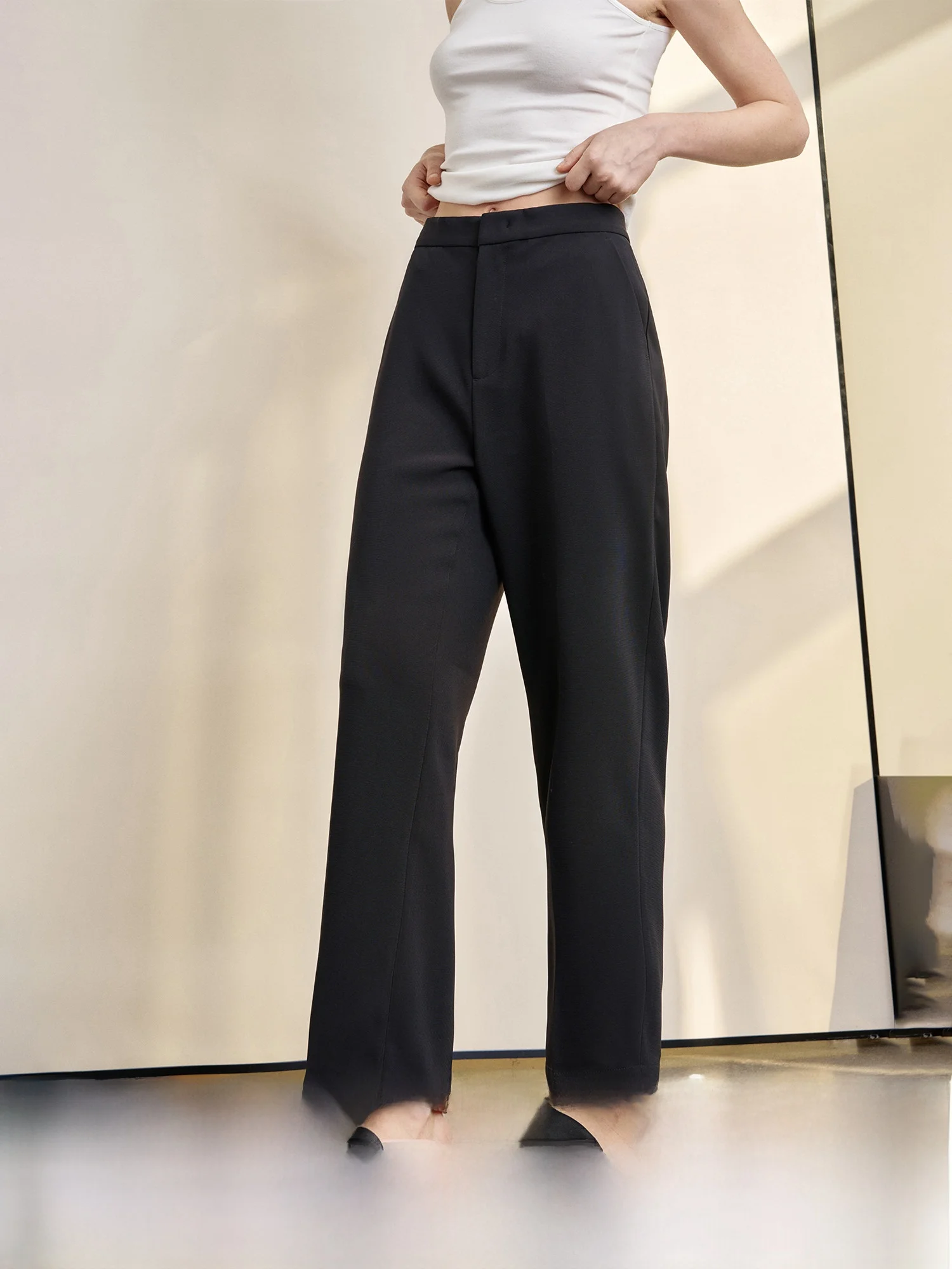 

Loose Straight Leg Commuter Trousers Micro Elastici Office Wear Pumpkin Valley Women's Casual Pants Spring 2025 New Sle