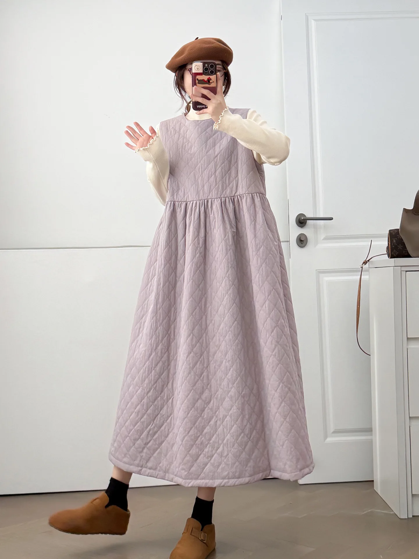 

Художественный длинный жилет из смеси хлопка, теплый круглый жилет Dr, свободный крой, повседневное зимнее новое поступление Faion Dr