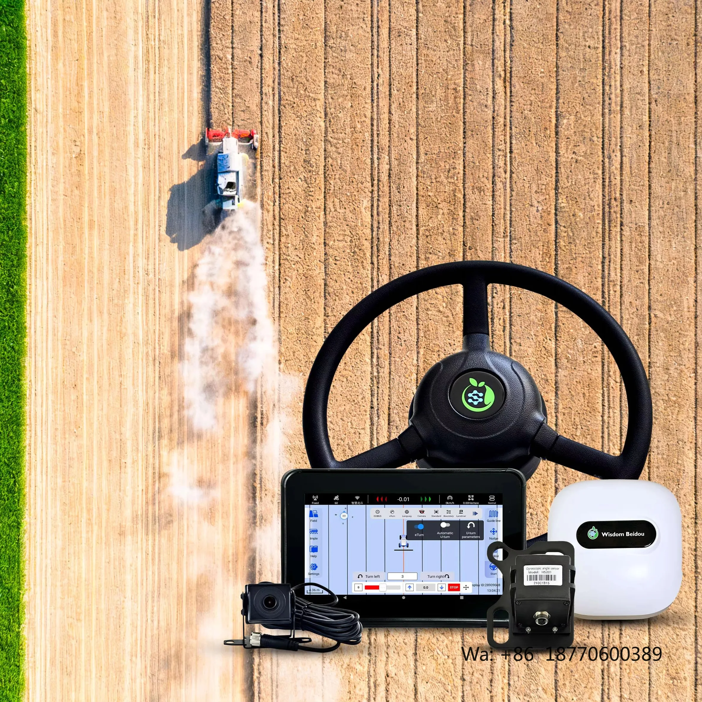 WISDOM BEIDOU Agricultural GPS RTK Auto Steering System for Tractor & Other Machinery 2.5cm Accuracy 12V