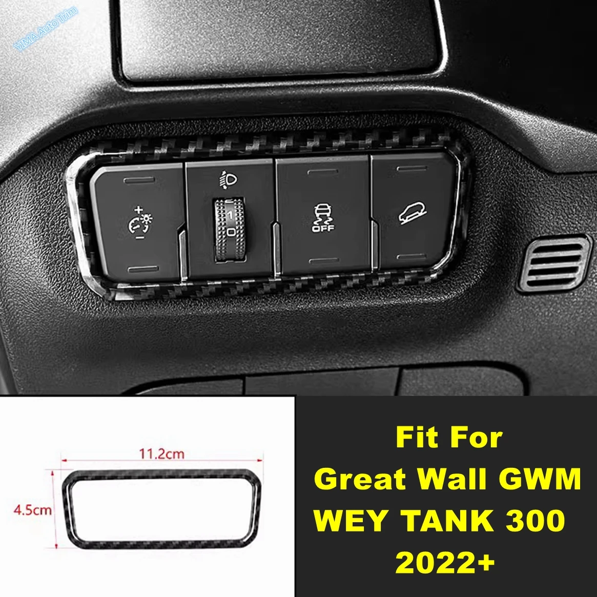 

Matte Auto Head Light Lamp Switch Control Panel Frame Stickers Cover Trim Accessories For Great Wall GWM WEY TANK 300 2022 2023