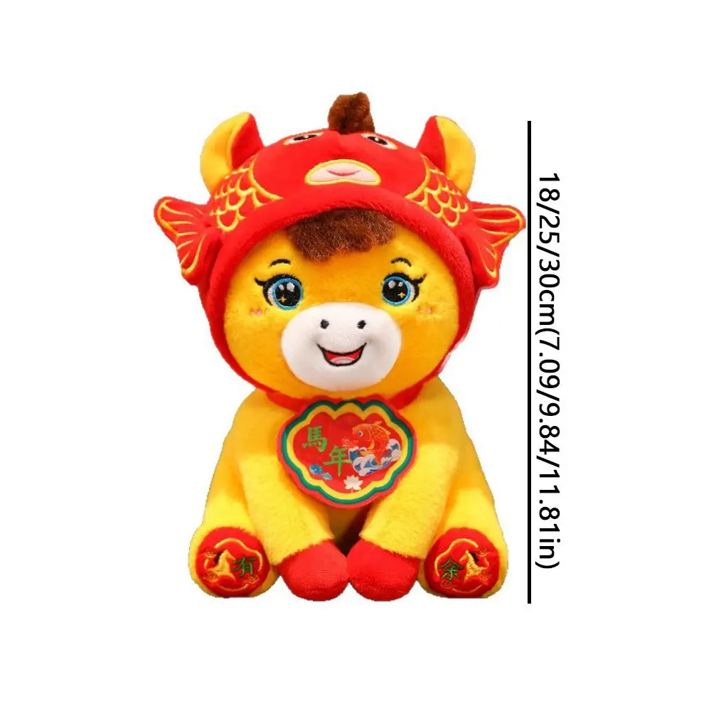 Simpatico cartone animato Lucky Horse 2026 Anno del cavallo Morbido pony farcito tradizionale cavallo di buon auspicio mascotte decorazione della casa