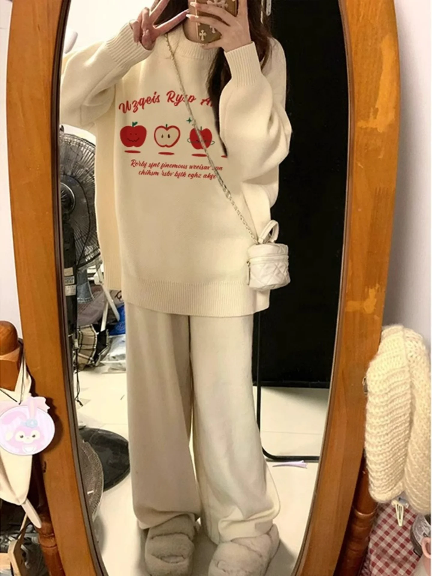 فضفاض طويل Sve المرأة تريكو إلكتروني طباعة تصميم فوفو كسول Sle اليابانية Faion الخريف جديد وصول طاقم Ne سترة #4