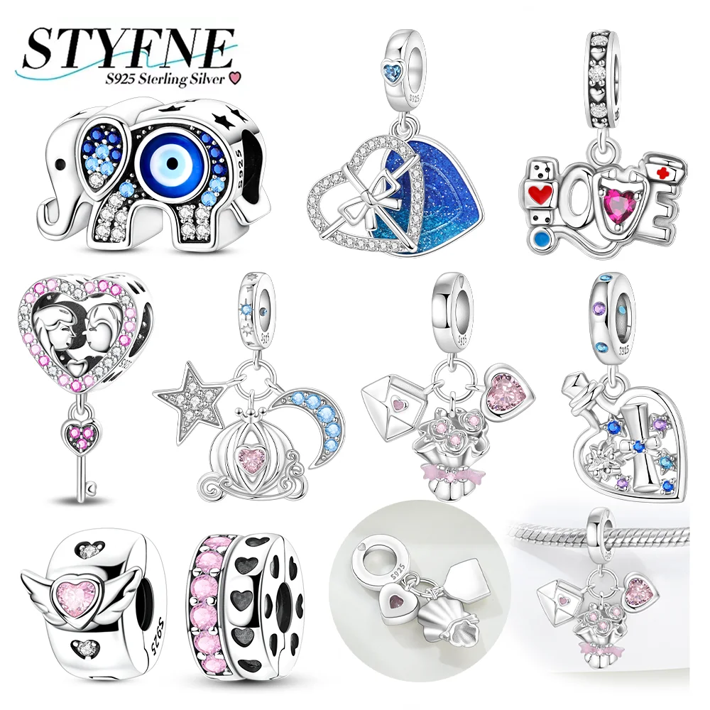 

Оригинальные подвески 925, серебро, розовый циркон, бусины любви, бутылка любви, букет любви, кулон, подходит для браслета, изготовление ювелирных изделий, ювелирные изделия, подарок