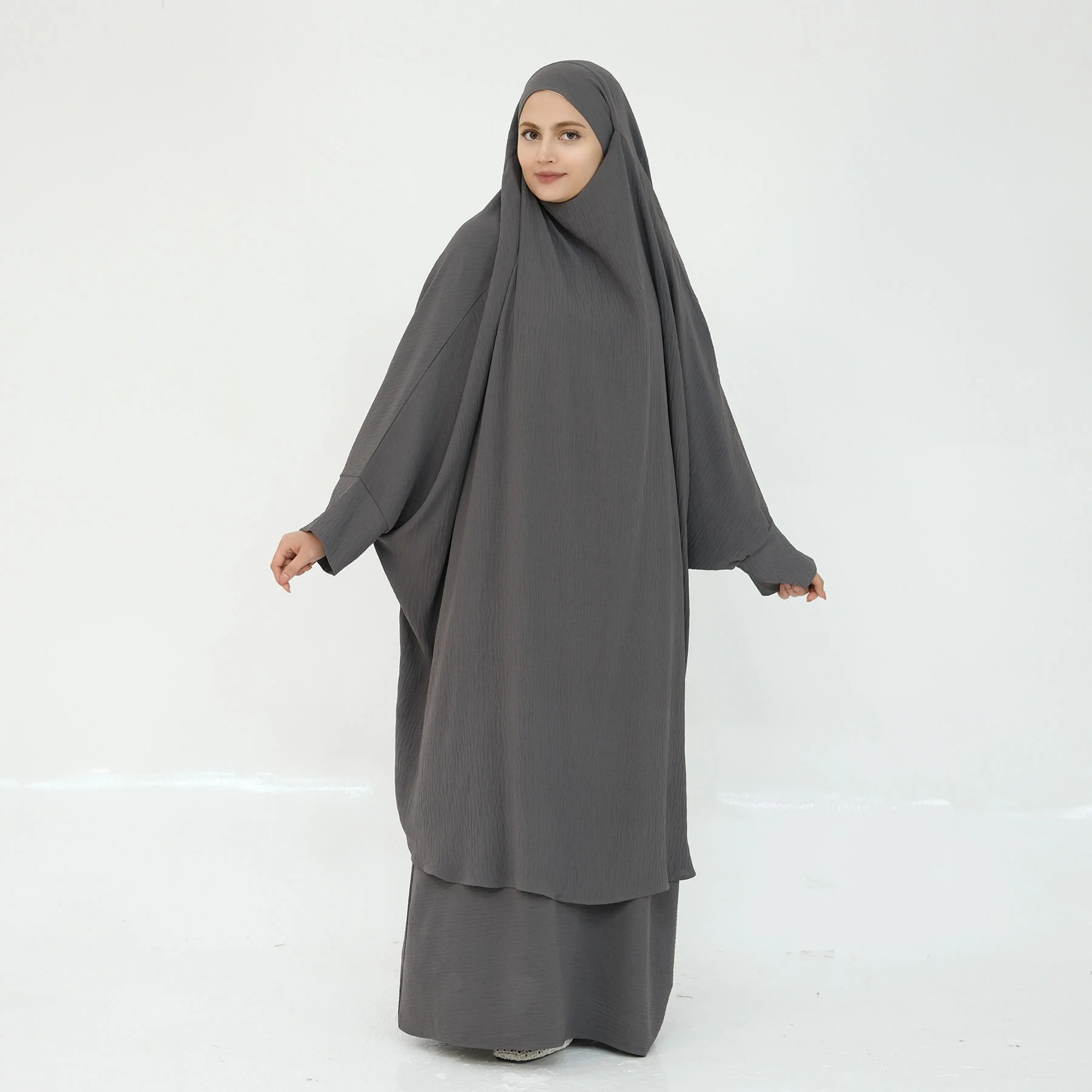 

Абая Химар комплект из 2 предметов молитвенная одежда женский простой длинный халат + платье без рукавов Дубай ислам мусульманский наряд Рамадан Ид