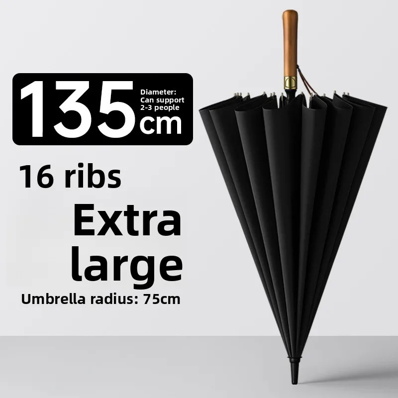 

Большой автоматический зонт от дождя 30 дюймов с ручкой из натурального дерева, зонт для гольфа на 3-5 человек, черный, с резиновой ручкой в ретро-стиле из дерева