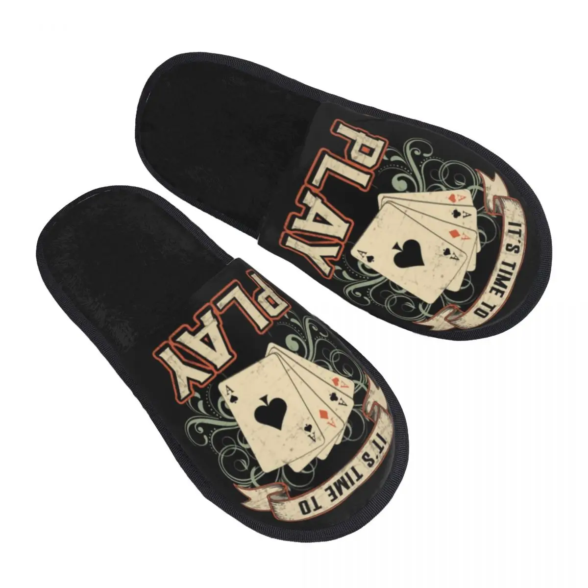 Benutzerdefinierte Frauen Karten Karte Spielen Tag Poker Haus Hausschuhe Weiche Warme Spiel Spieler Memory Foam Flauschigen Slipper Indoor Outdoor Schuhe