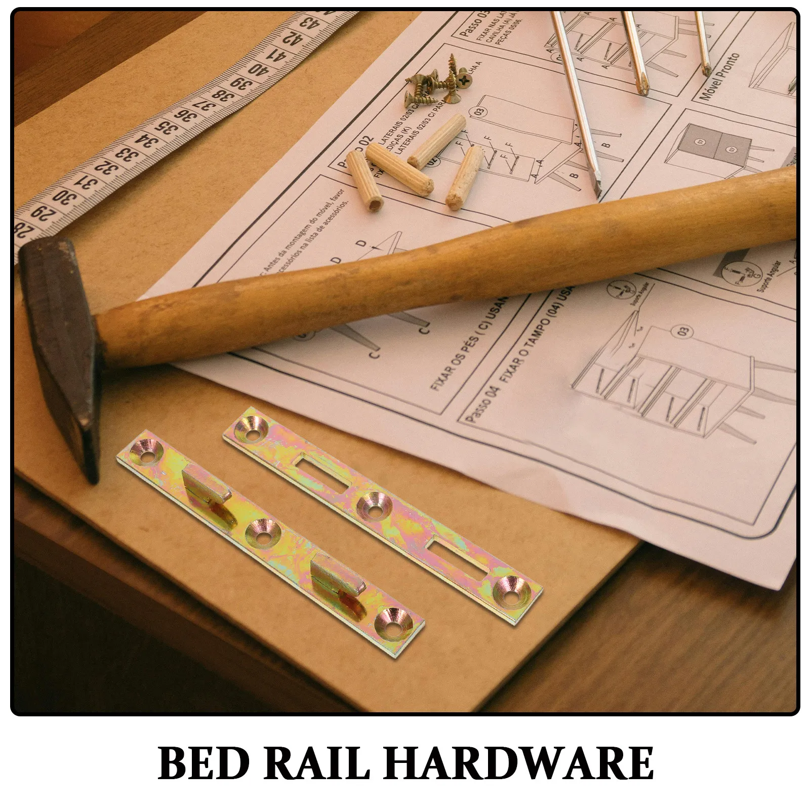 8Sets Bed Rail Hardware Heavy Duty Stable Support Silent Connection for Bed Frames Furniture Fixings Brackets Accessories