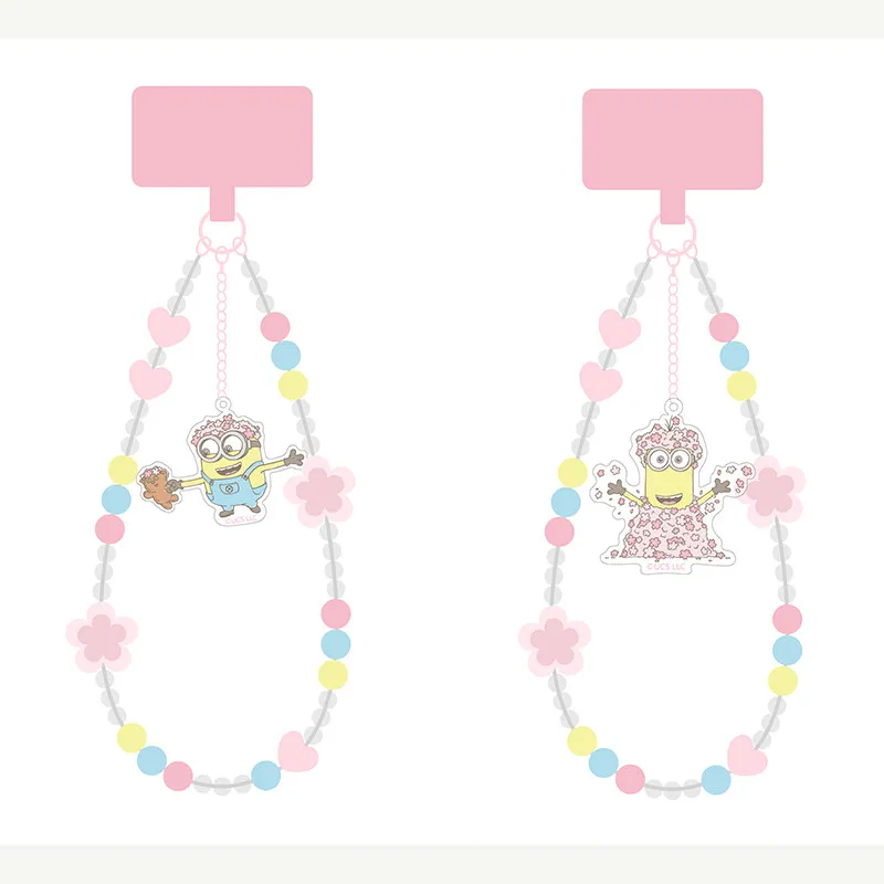 Universal Studios Minion Sakura Collection Pink Phone Strap Cute Kawaii Adjustable Lanyard Cell Phone Charm Keychain view 4