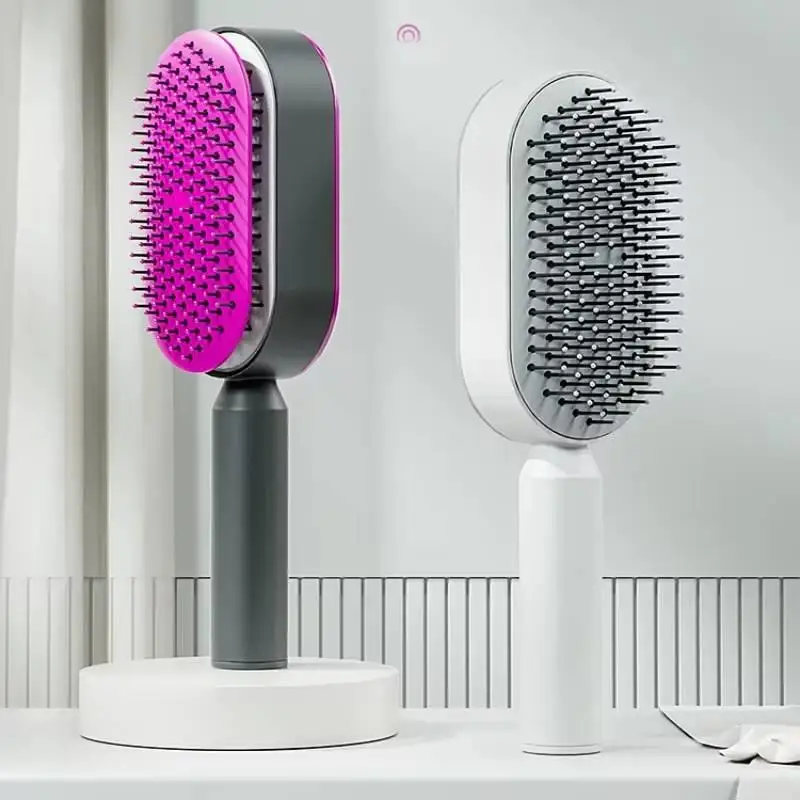 Self Cleaning Hair Brush For Women One-key Cleaning Hair Loss Airbag Massage Scalp Comb Anti-Static Hairbrush Dropshipping