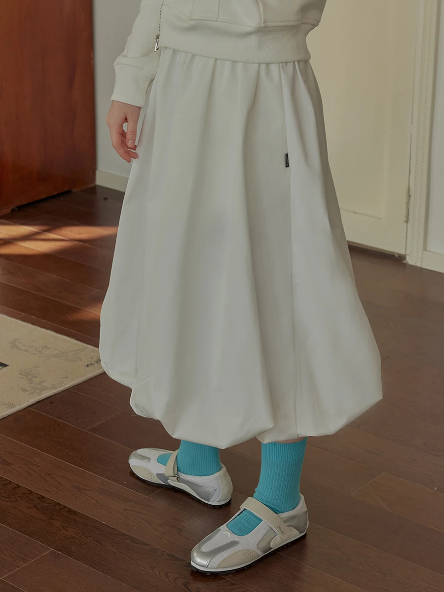 Ballet Style A-Line  Skirt Women's Puffy Flower Bud Skirt High Waist Long Skirt Pure Color Commute Suitable Age 18-24