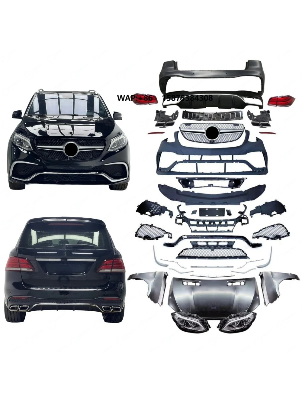 ML Class W166 Car Grille Fit for 2012-2015 Year W166 GLE63 Style Grills Car and ABS Material Bumper Grille