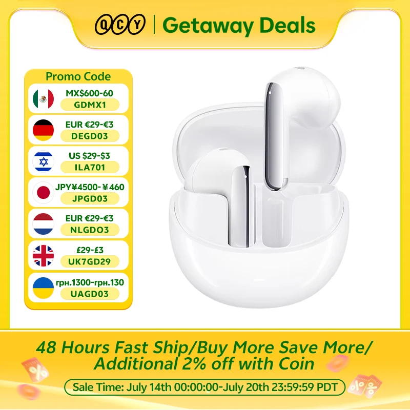 

QCY AilyBuds Pro+ Wireless Earbuds Adaptive ANC Bluetooth 5.3 Earphones LDAC Hi-Res Audio Multipoint Connection IPX5 Headphones