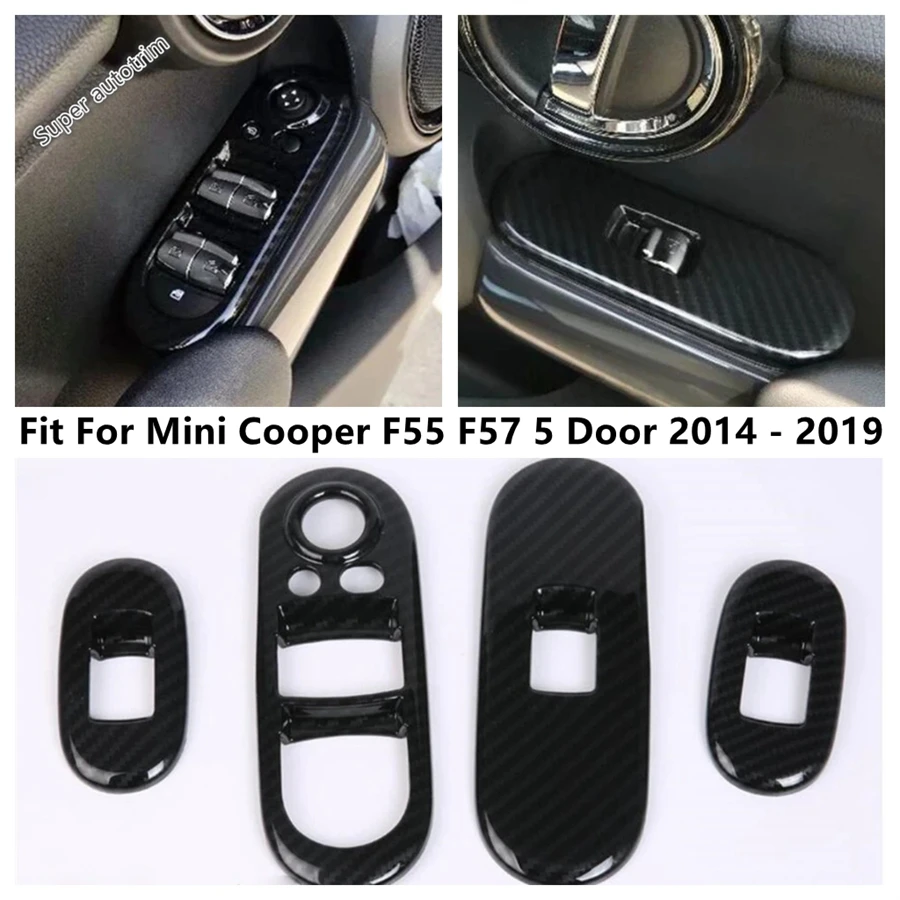 

Car Inner Door Armrest Window Lift Button Cover Trim For Mini Cooper F55 F57 5 Door 2014 - 2019 Carbon Fiber Look Accessories