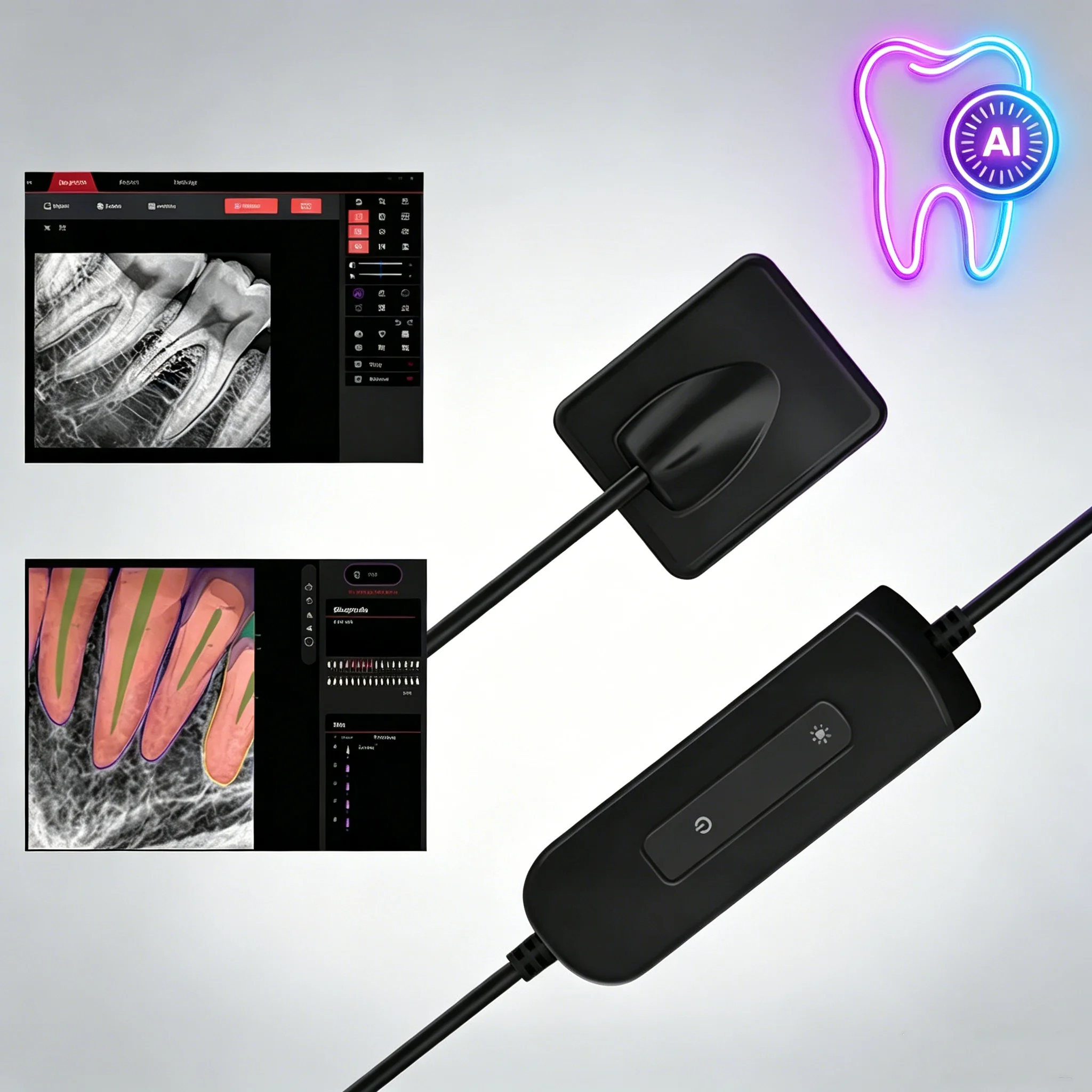 JINGT AI Sensor Dental DynImage Sensor de rayos X Transmisión rápida Sistema intraoral digital Intraoral Incluye software Cable de 3 m