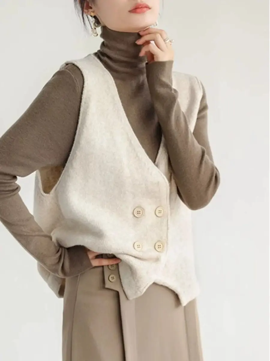 

plus Size Vest Top Faionable Svel V-Ne Knitted Sweater Versatile Autumn Winter Clothing for Women Ages 30-34