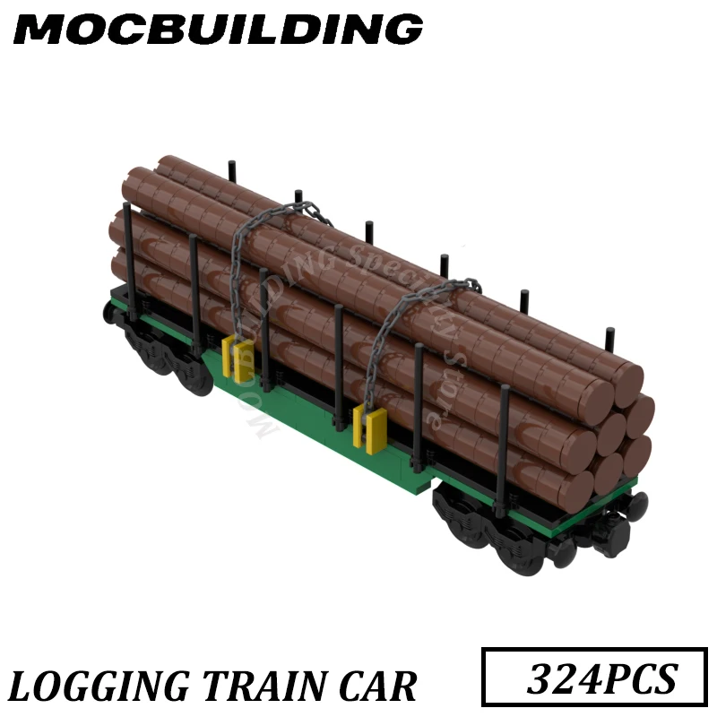 

Logging Train Car Model City Buildings MOC Building Blocks Bricks Display Construction Toys Birthday Gifts Present