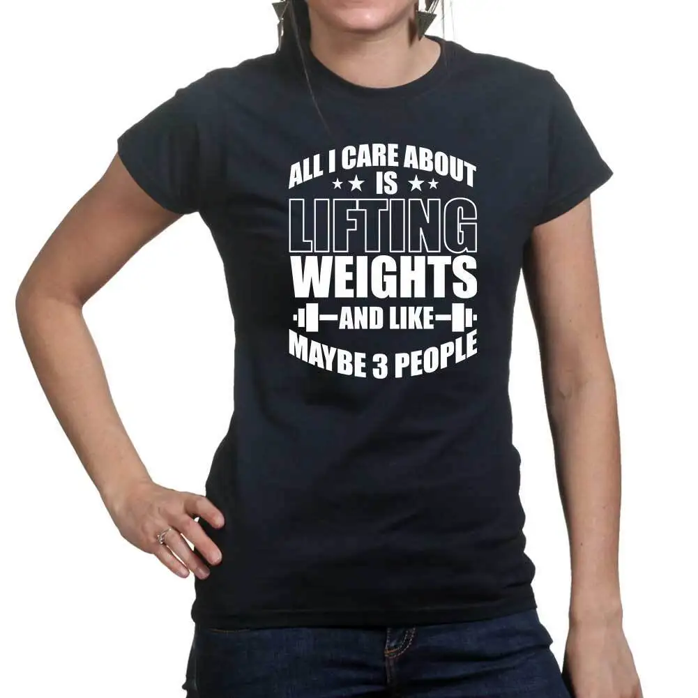 

All I Care About Lifting Weights Fitness Funny T Shirts for Women