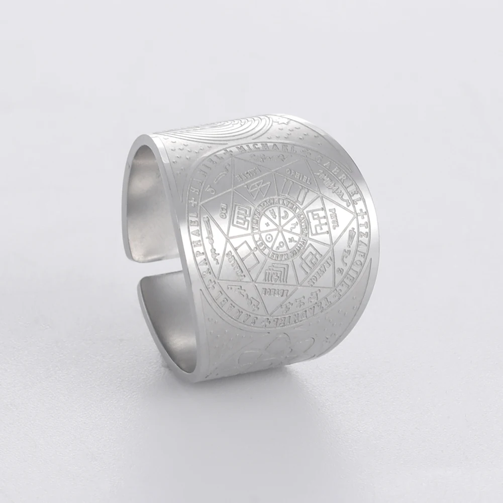 Dawapara Siegel der sieben Erzengel Geheimnis des Universums Ring Edelstahl Salomon Kabbalah Schutz Amulett Talisman – Detail 9