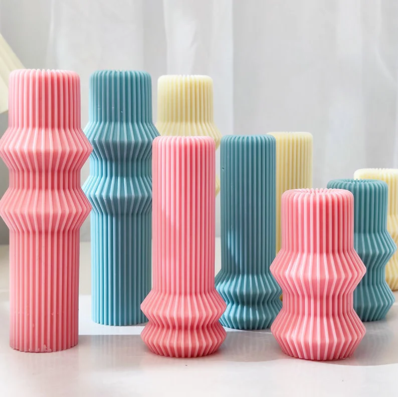 

SZ693 European Stripe Roman Column Candle Silicone Mold SPA Club Aromatherapy Decoration Mould