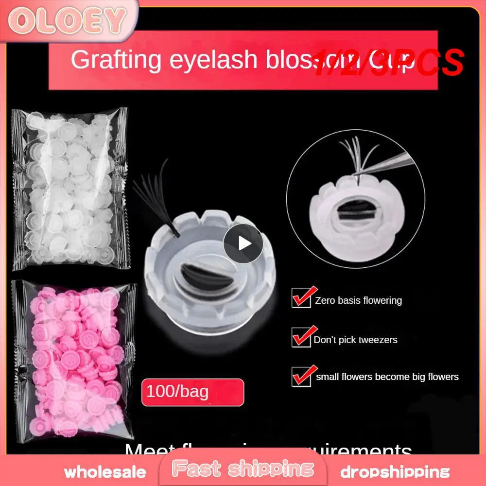 

1/2/3PCS Individual Eyelash Glue Holder Grafting False Eyelashes white Blossom Cup Ring Eyelash Extension Adhesive Stand